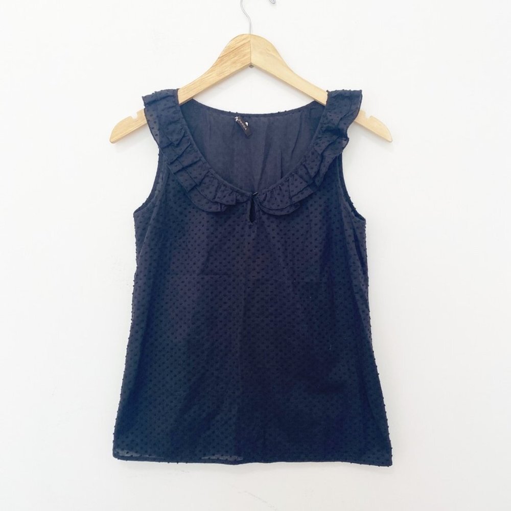 Tocca Black Ruffle Tank Blouse